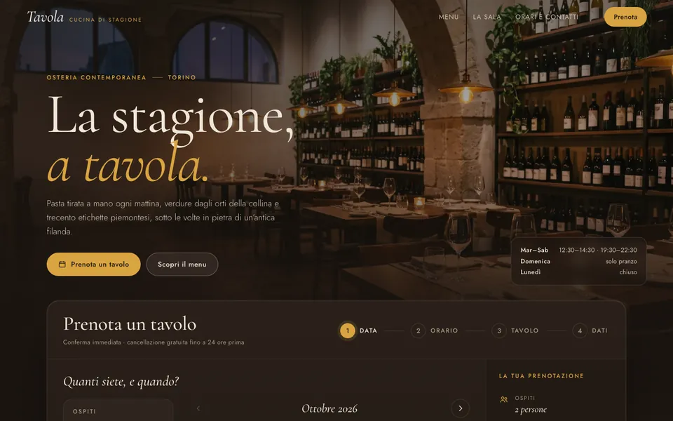 Anteprima del prototipo Tavola: Prenotazioni online