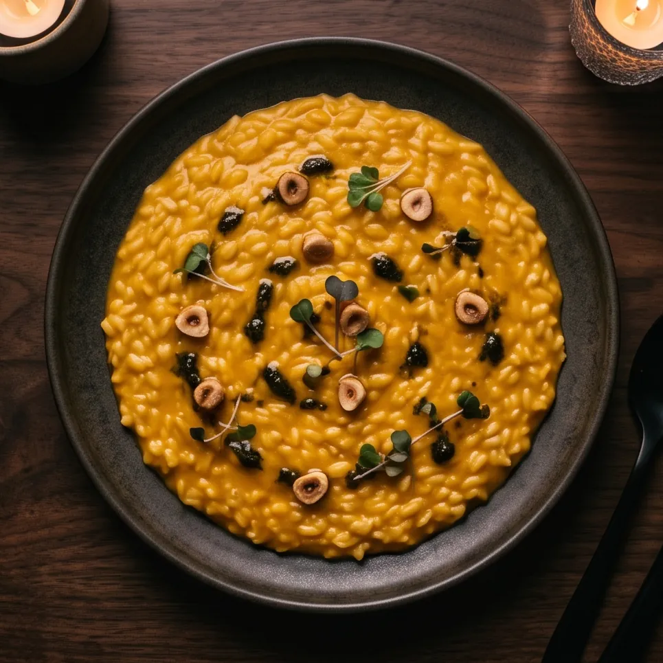 Risotto alla zucca, nocciole tostate e salvia