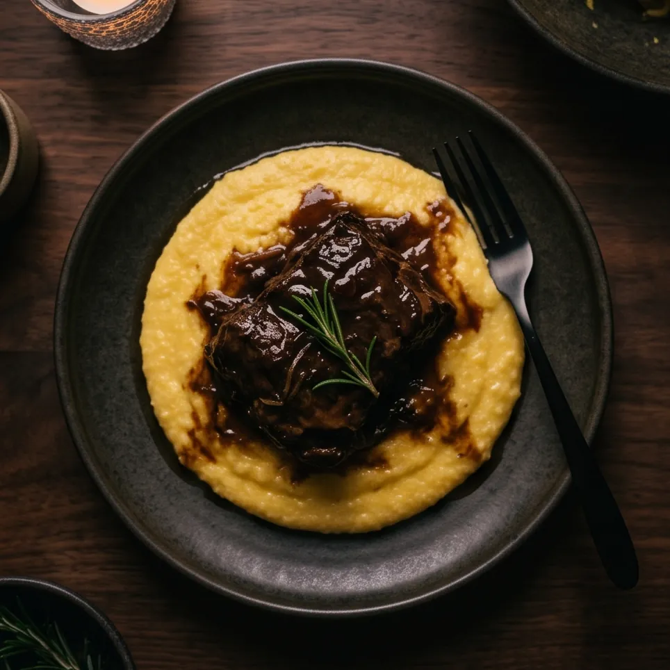 Guancia di manzo brasata, polenta morbida
